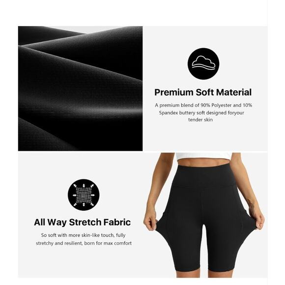 Women's High Waisted Biker Shorts 5 Pack - Tummy Control Yoga with Pockets 3XL - Picture 6 of 6